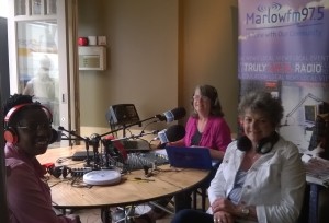 Jean Wolfe presenting the Biz Buzz show on Marlow FM 
